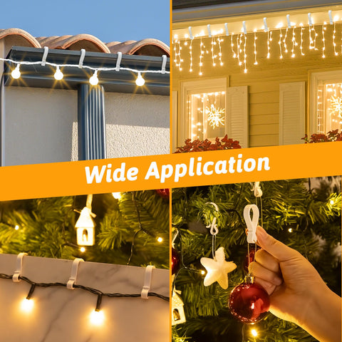 Dalugo 40 Pcs Black Plastic Gutter Hooks for Outdoor Lights – S-Shaped Christmas Light Clips for Gutters, Icicle Lights, LED Decorations & Festive Displays
