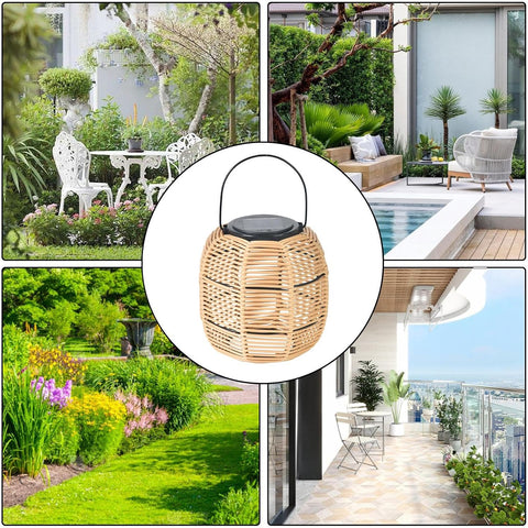 Rattan Solar Lights for Outside Rattan Woven Solar Ambient Lighting