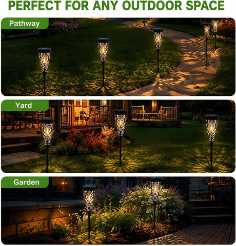 Wekity Solar Pathway Lights Outdoor, 6 Pack LED Lamp with Warm Light, Waterproof Solar Garden Lights Landscape Lighting, Lawn Lamp for Yard Patio Walkway Decoration (Cone)