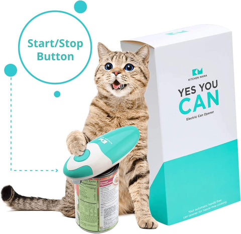 Kitchen Mama Automatic Electric Can Opener – One-Touch, Hands-Free, Smooth Edge, Food-Safe, Battery Operated (Teal)