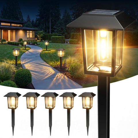 Solar Lights Outdoor Garden, 6 Pack LED Garden Solar Lights Waterproof, Solar Powered Pathway Lights for Yard, Patio, Landscape, Walkway, Path (Warm White)
