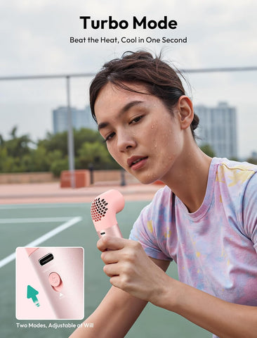 Aecooly Portable Handheld Fan, Powerful Turbo Mini Fan,15H Max Cooling Time,19000 RPM High Speed Aero Pro, 6 Speeds Aluminum Case, Pocket Rechargeable Personal Small Travel GIfts for Women Men -Pink