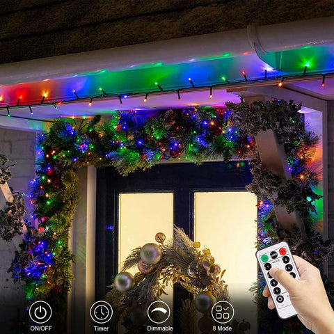2 Pack Multicolor LED Christmas String Lights with Remote & Timer