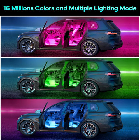 USB Car Interior LED Lights – APP Control Multi-Colour Ambient Strip Lighting Kit with Music Sync for Universal Vehicles, Gift for Men & Women