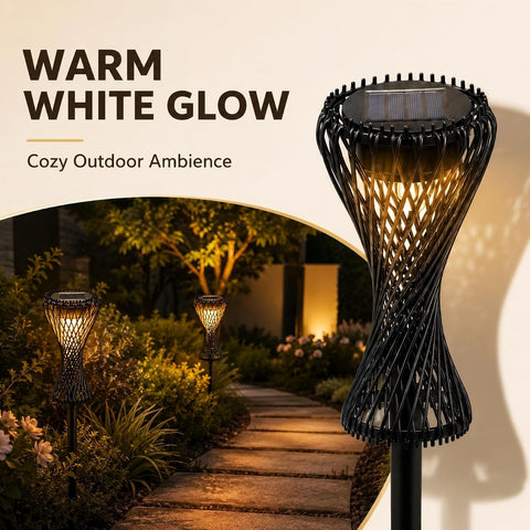 Solar Pathway Lights Outdoor Waterproof, Twisted Rattan Shadow Lights