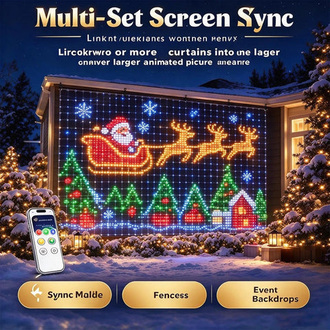 Christmas LED House Net Lights 1x1m – 400 RGB Outdoor Curtain Lights with Remote, Timer & Dynamic Effects – Turn Your Home into a Colourful Christmas Wonderland