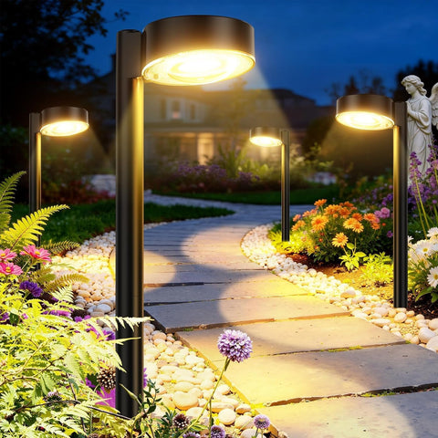 4 Pack Solar Lights Outdoor Garden, 2X Brighter Garden Path Lights