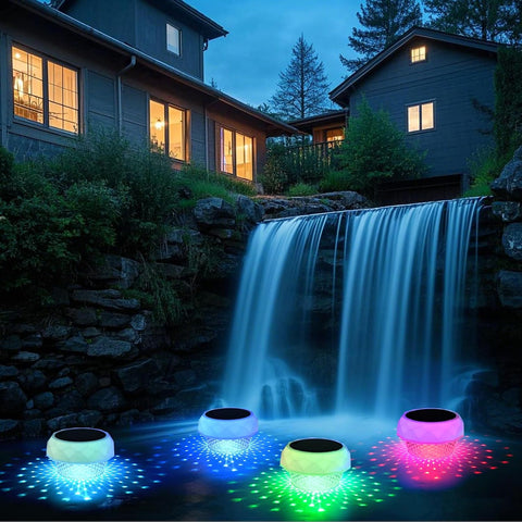 Solar Pond Lights Outdoor – IP68 Waterproof Floating LED Light with Remote Control, Timer & 8-Colour RGB Lighting for Ponds, Pools, Hot Tubs & Garden Water Features