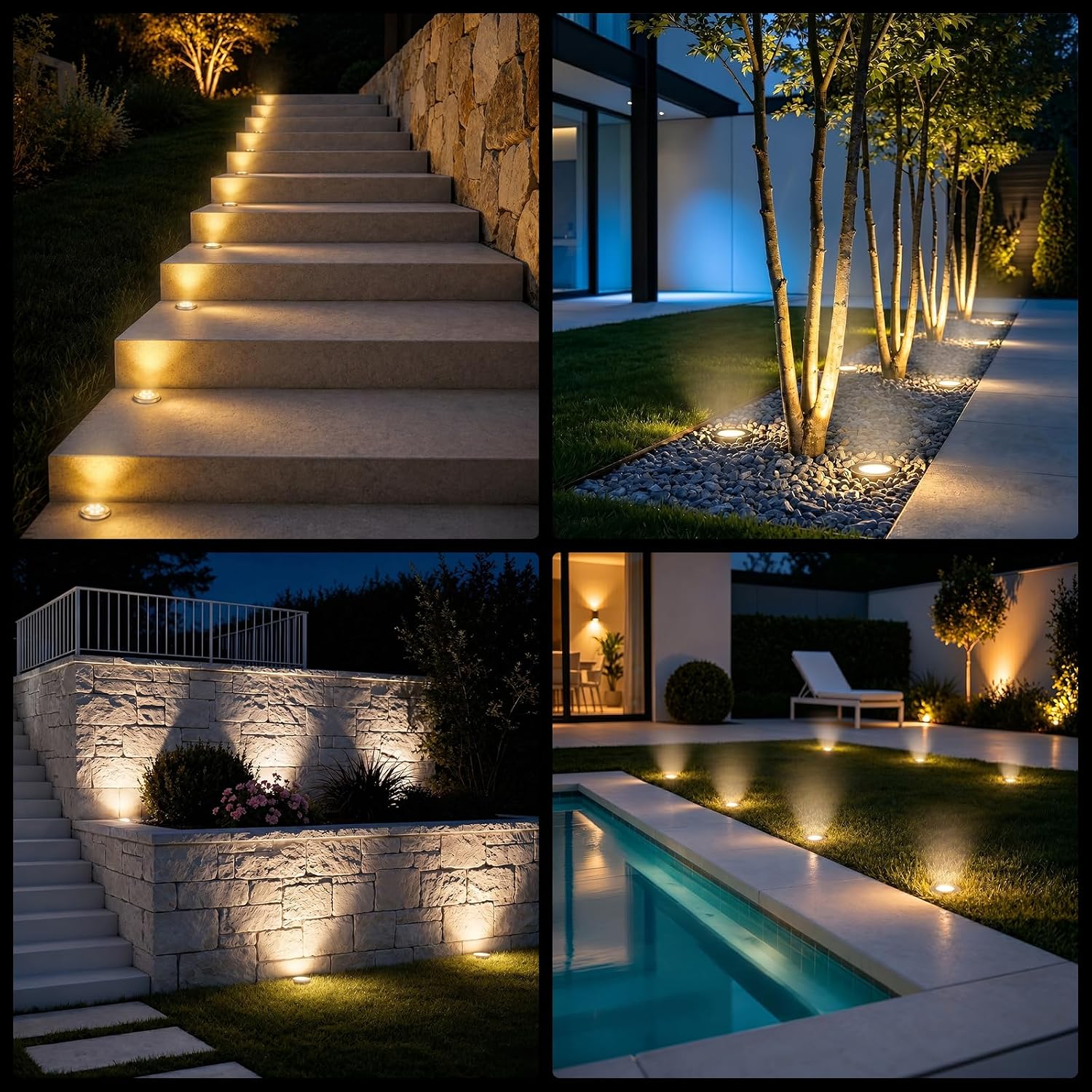 OULONGER 4.6inch Solar Ground Lights 10Packs, Garden Solar Outdoor Waterproof Pathway Bright In-Ground Landscape Lights for Patio, Lawn, Yard, Driveway, Step and Walkway(Warm Light)