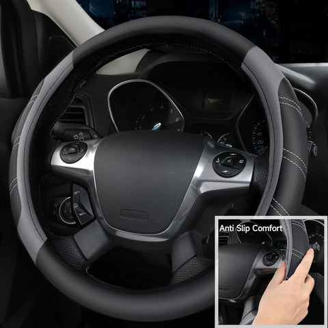Leather Steering Wheel Cover and Waterproof Car Floor Mats
