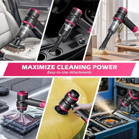 Handheld Car Vacuum Cleaner 15000Pa 4-in-1 Cordless (Pink)