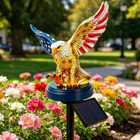 Solar Lights for Garden Waterproof Decorative Patriotic Eagle Lamp
