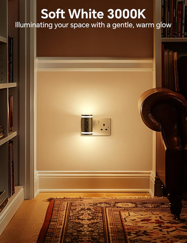 LED Night Lights, 2 Pack Modern Night Light Plug in Wall with Dusk to Dawn Sensor, Adjustable Brightness 5-120LM, Warm White 3000K, Dimmable Night Lights Hallway Bedroom Stair Bathroom Toddler