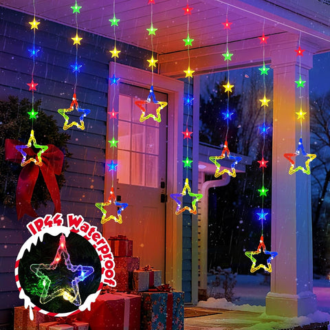 Christmas Star Window Lights 2M – 80 LED Multicolour Curtain Fairy Lights with Remote, Timer & 8 Modes – Turn Your Windows into a Little Christmas Wonderland