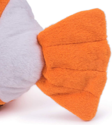 Petface Seriously Strong Plush and Rubber Fish Dog Toy, Orange