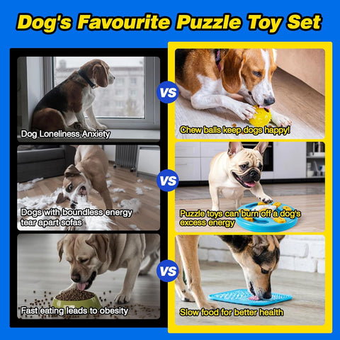 8 Pcs Interactive Dog Toys – Puzzle, Licky Mats & Treat Balls