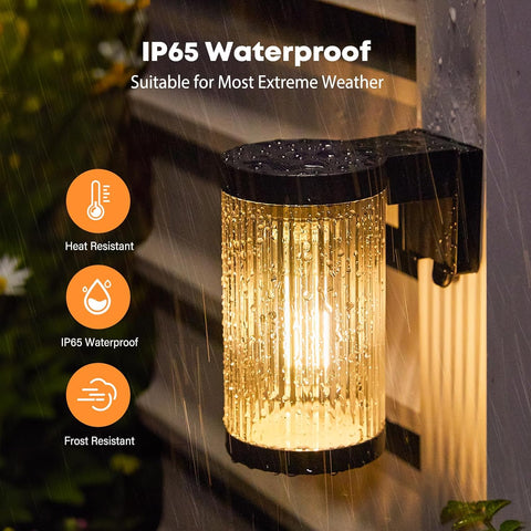 Solar Wall Lantern Outdoor LED Light 5W IP65 Waterproof Warm White Fixture