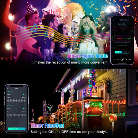 Electight 5m RGB Smart Fairy String Lights – 50 LED Bluetooth App & Remote Control Waterproof Colour Changing Lights for Christmas, Weddings, Bedrooms & Gardens