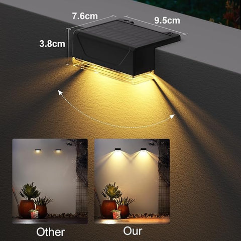 4 pack Dynamic RGB Solar Fence Lights - 8 Lighting Modes Waterproof LED Floodlights with 12+ Hour Runtime