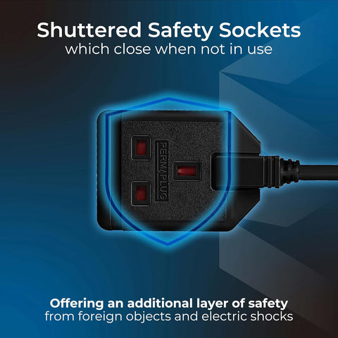 Masterplug One Socket Single Extension Lead, 10 Metre Cable, Unswitched, Heavy Duty, Rewireable, 1-Way Plug Extension Cable, Work Power, Permaplug, Black, 13A, 1G, 10m, EXS13110B