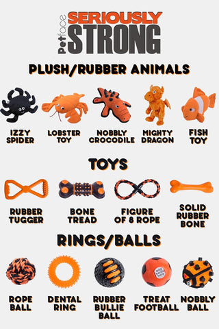 Petface Seriously Strong Plush & Rubber Lobster Dog Toy, Orange