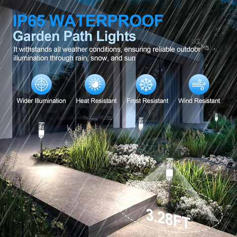 ECOWHO Outdoor Garden Spike Lights Plug-in, Extendable to 24 Lamps IP65 Waterproof LED Pathway Lighting, 12V Low Voltage Mains Garden Lawn Lights for Patio, Driveway, Yard, Cool White 6000K 6 Packs