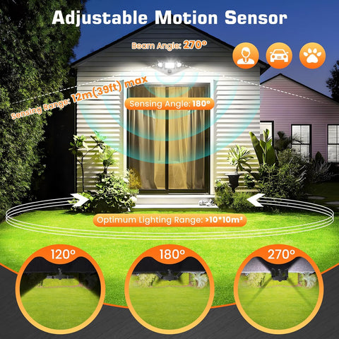 42W Motion Sensor Security Light Outdoor 3600LM PIR Floodlight with Remote IP66 Waterproof
