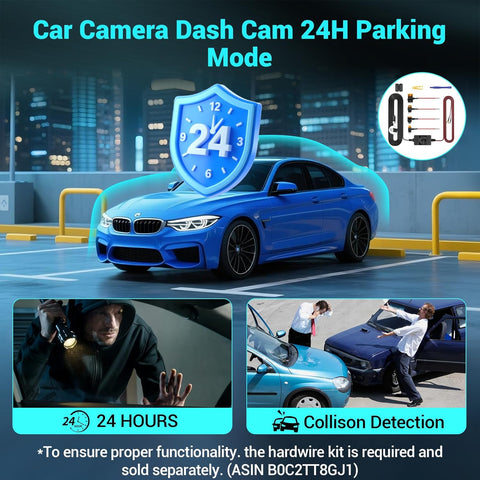 1080P WiFi Dash Cam for Cars, 3" IPS Screen Dash Camera with APP Control, Night Vision, 170° Wide Angle, G-Sensor, Loop Recording, Motion Detection, Parking Mode, Includes 32GB Card