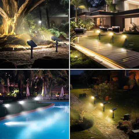 2pack Solar Spot Lights Outdoor,Auto On/Off Solar Lights Outdoor Waterproof IP65,2-in-1 Solar Powered Outdoor Landscape Lighting,Solar Lights for Outside Yard Garden Pathway (Warm White)