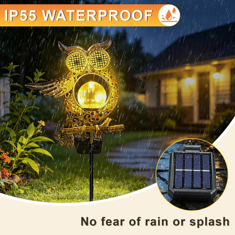 Solar Lights Outdoor Garden Waterproof Owl Garden Ornaments, Dynamic Eye Lighting, 2 LED Lighting Modes, with Metal Stake, for Yard, Patio, Pathway Decor, Garden Gifts for Women, Halloween Gifts