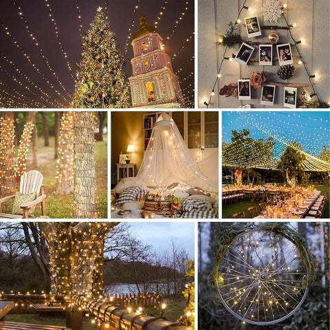 NEXVIN Solar Fairy Lights, 2Pack 66ft/20M 200 LED Outdoor String Lights, 8 Modes Waterproof Solar Christmas Lights for Garden, Party, Holiday, Tree, Yard, Patio, Xmas Decoration - Warm White