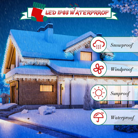 cshare Icicle Lights Outdoor 15M 360 LEDs Cool White Waterproof