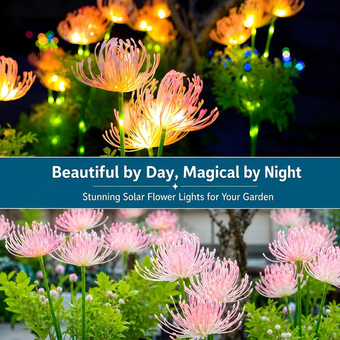 Solar Garden Lights Outdoor, LED Glowing Flower & Stem (4 Pack)