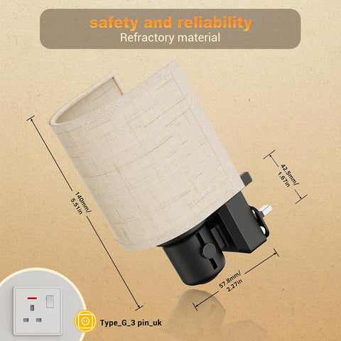 Night light with dimensions and safety information on a beige background