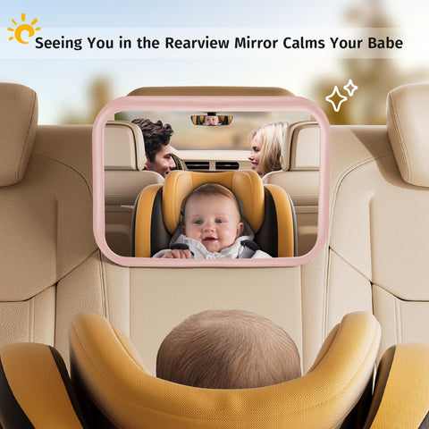 Baby Car Mirror for Rear Seat – 360° Adjustable Pink