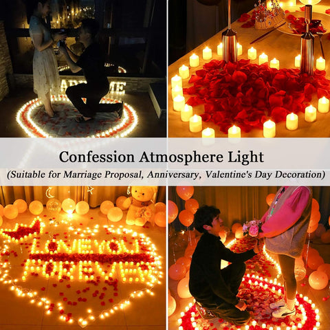 Heart Shaped Flameless LED Candles – Pack of 24 Flickering Decorative Lights for Romantic Occasions