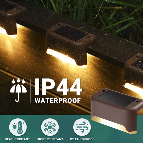 GIGALUMI Solar Deck Lights 16 Pcs Step Lights Bronze Solar Fence Lights Waterproof for Outdoor Pathway, Yard, Patio, Stairs, Step and Fences. (Warm White)