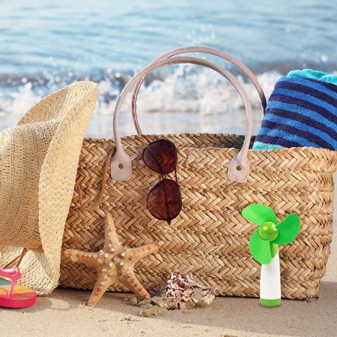 TRIXES Handheld Soft Blade Fan Green Adjustable Head