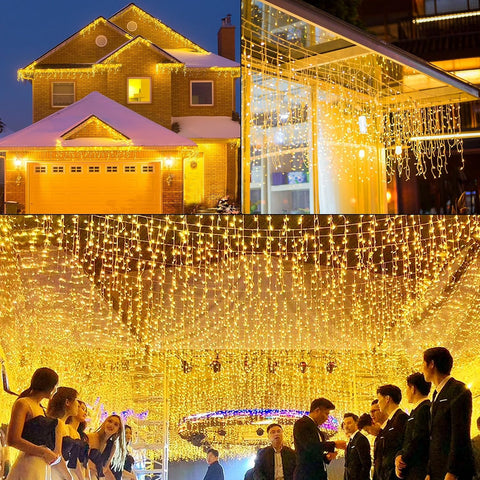 5M 200 LED Icicle Fairy Lights Warm White – 8 Modes Mains Powered Christmas String Lights for Indoor & Outdoor Décor - Turn Every Corner Into a Cosy Festive Glow