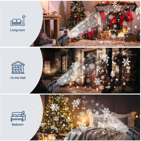 Christmas Projector LED Light – Waterproof Snowflake, Snowman & Christmas Tree Projection Light for Indoor & Outdoor Festive Decoration