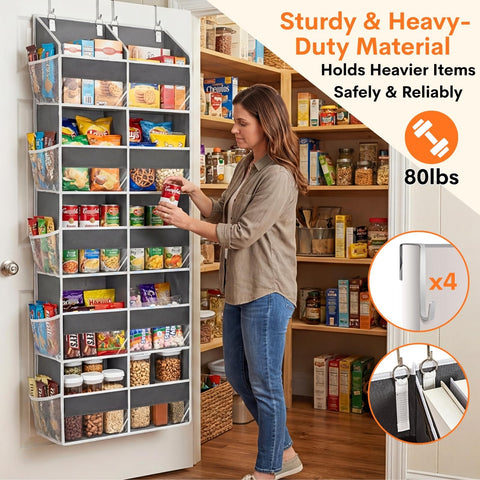 Ofiray-Home Over The Door Storage Organiser – 5-Tier, 10 Compartments, Pink Hanging Storage with 10 Side Pockets