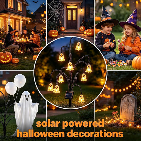 Halloween Ghost Light - Solar Garden Stake, Lawn Yard Lamp, Outdoor Decor