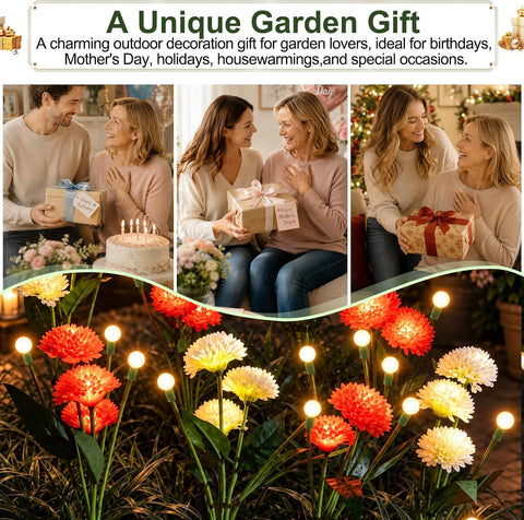 Solar Swaying Firefly & Flower Garden Lights Outdoor (2 Pack)