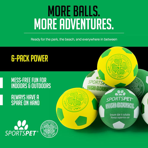 SPORTSPET Celtic High Bounce Dog Balls 6 Pack