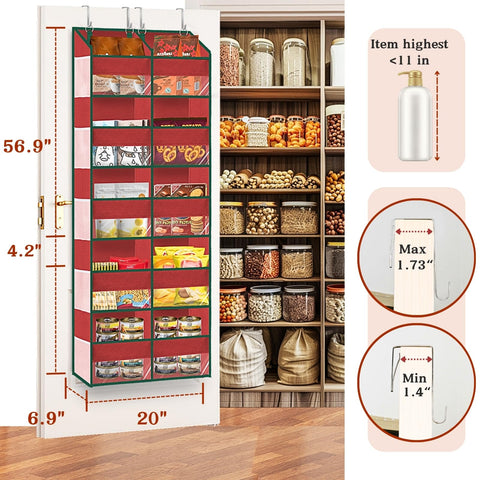 Ofiray-Home Over The Door Storage Organiser – 5-Tier, 10 Compartments, Pink Hanging Storage with 10 Side Pockets