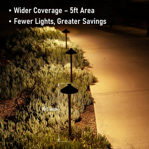 LEONLITE 3CCT Low Voltage Pathway Lights, 12-24V LED Landscape Path Light, 3000K/4000K/5000K Selectable, CRI90, IP65 Waterproof Landscape Lighting, Aluminum Housing, Oil Rubbed Bronze, Pack of 6