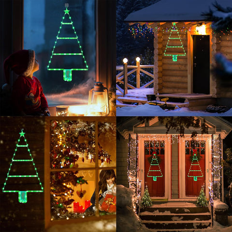 Moxled Battery Christmas Lights – 2ft Green LED Ladder Tree Lights with Timer