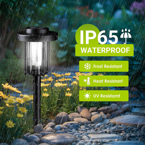 Solpex Solar Lights Outdoor, 6 Pack LED Garden Pathway Lights, Waterproof Solar Powered for Garden, Patio, Landscape, Walkway, Cold White