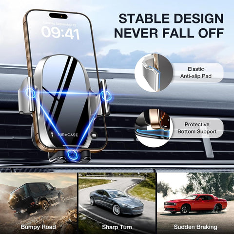 Miracase 2nd Generation Air Vent Car Phone Holder – 360° Rotatable Mobile Mount for iPhone & Samsung Smartphones