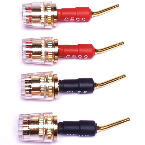162 Pin Banana Plug to 4mm Female Banana Jack/Speaker Wire, 4 Pack (Screw-Type to 4mm)